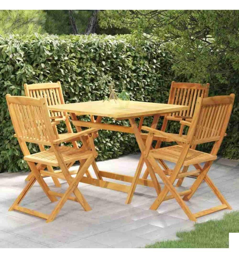 Mobilier à dîner de jardin pliable 5 pcs Bois d'acacia solide
