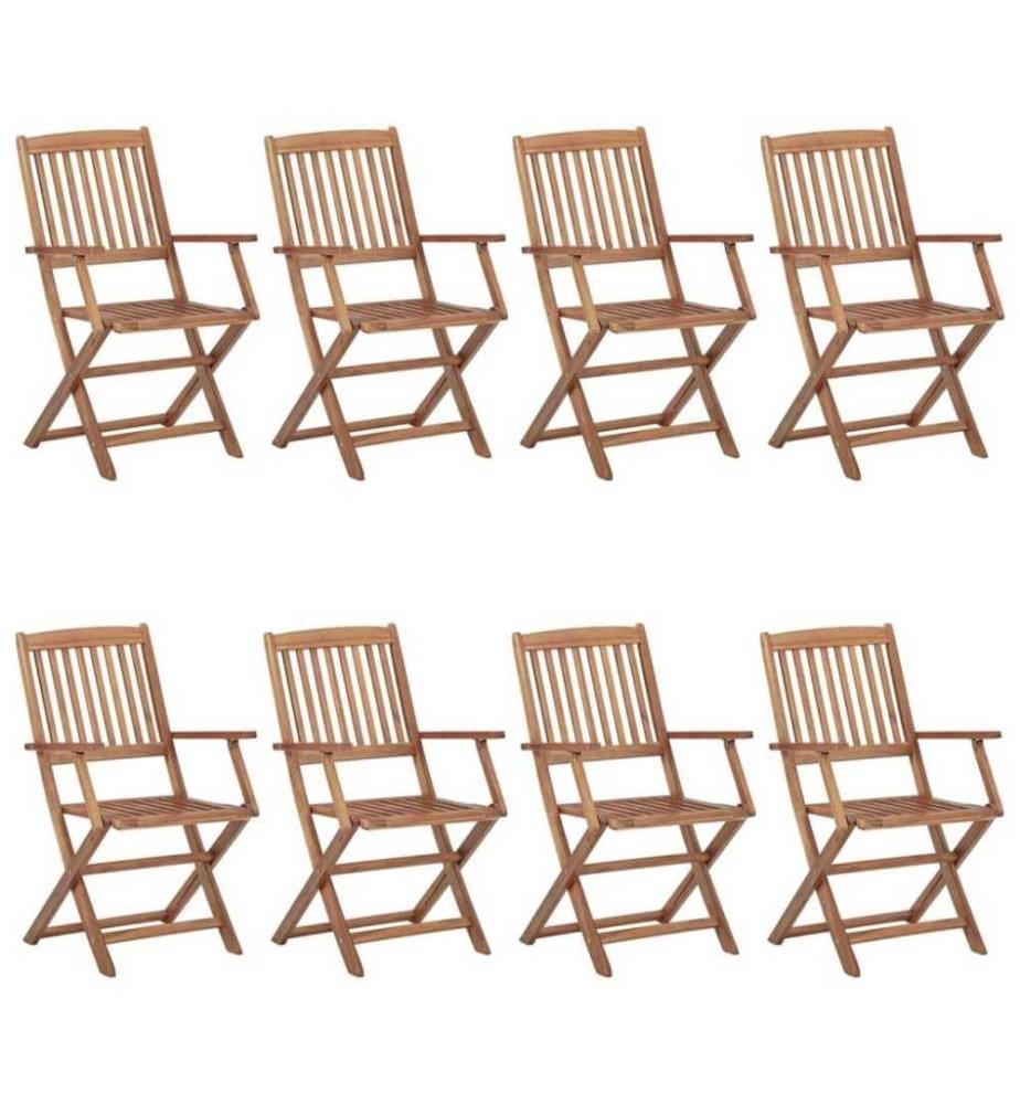 Chaises pliables d'extérieur 8 pcs Bois d'acacia solide