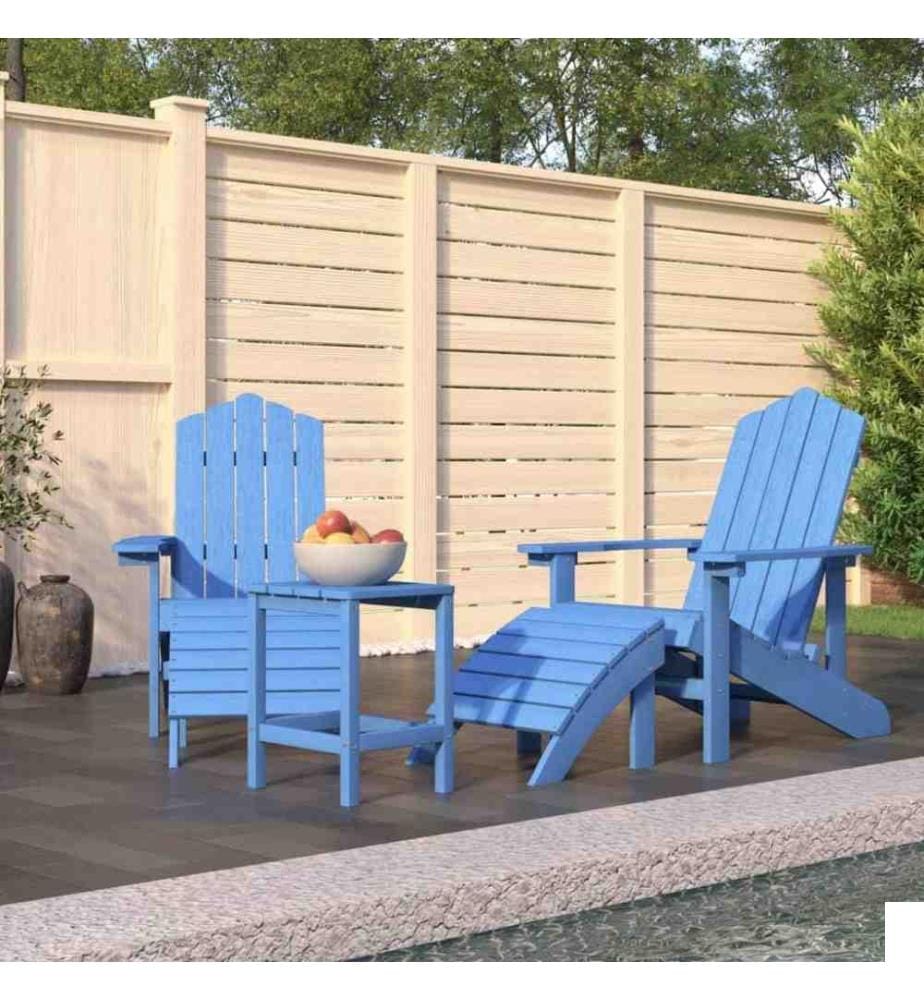 Chaises de jardin Adirondack repose-pied table PEHD Bleu aqua