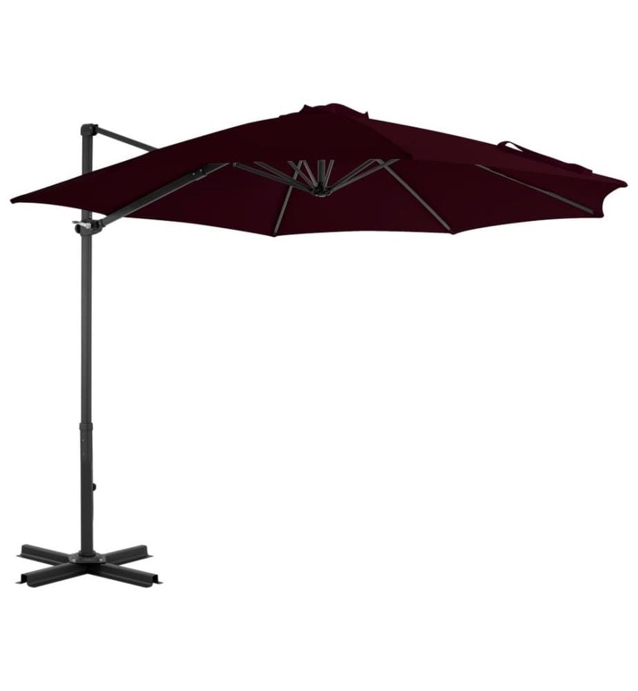 Parasol déporté avec mât en aluminium Rouge 300 cm
