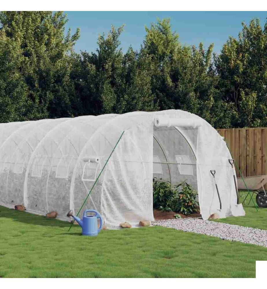 Serre avec cadre en acier blanc 18 m² 6x3x2 m