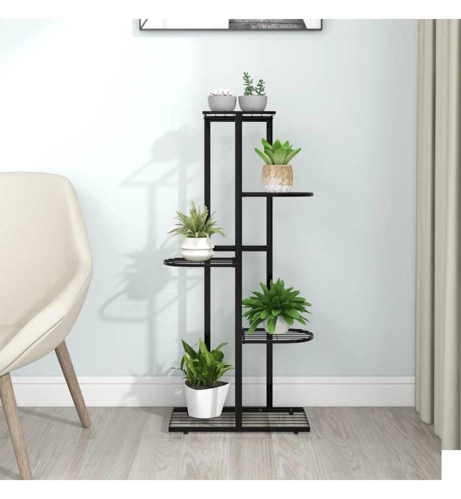 Support pour plantes 5 niveaux 43x22x98 cm Noir Métal
