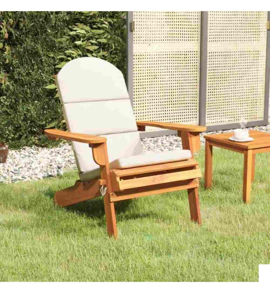 Chaise de jardin Adirondack avec coussins bois massif d'acacia