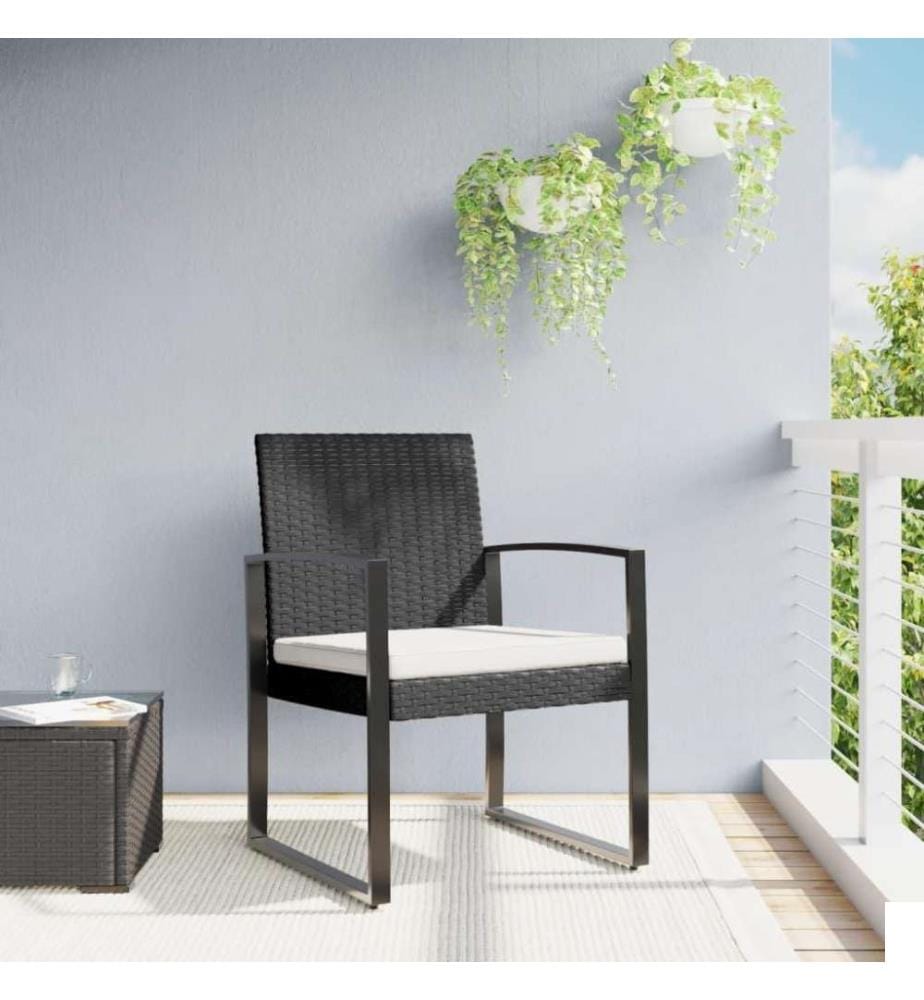 Chaises à manger de jardin lot de 2 noir rotin PP