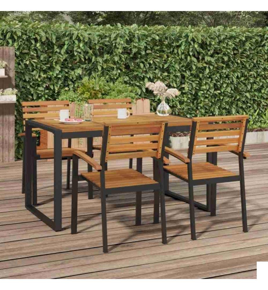 Chaises de jardin empilables 4pcs bois massif d'acacia et métal