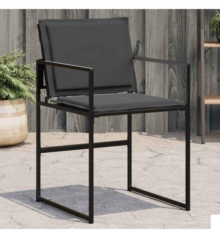 Chaises de jardin et coussins lot de 4 noir acier et textilène