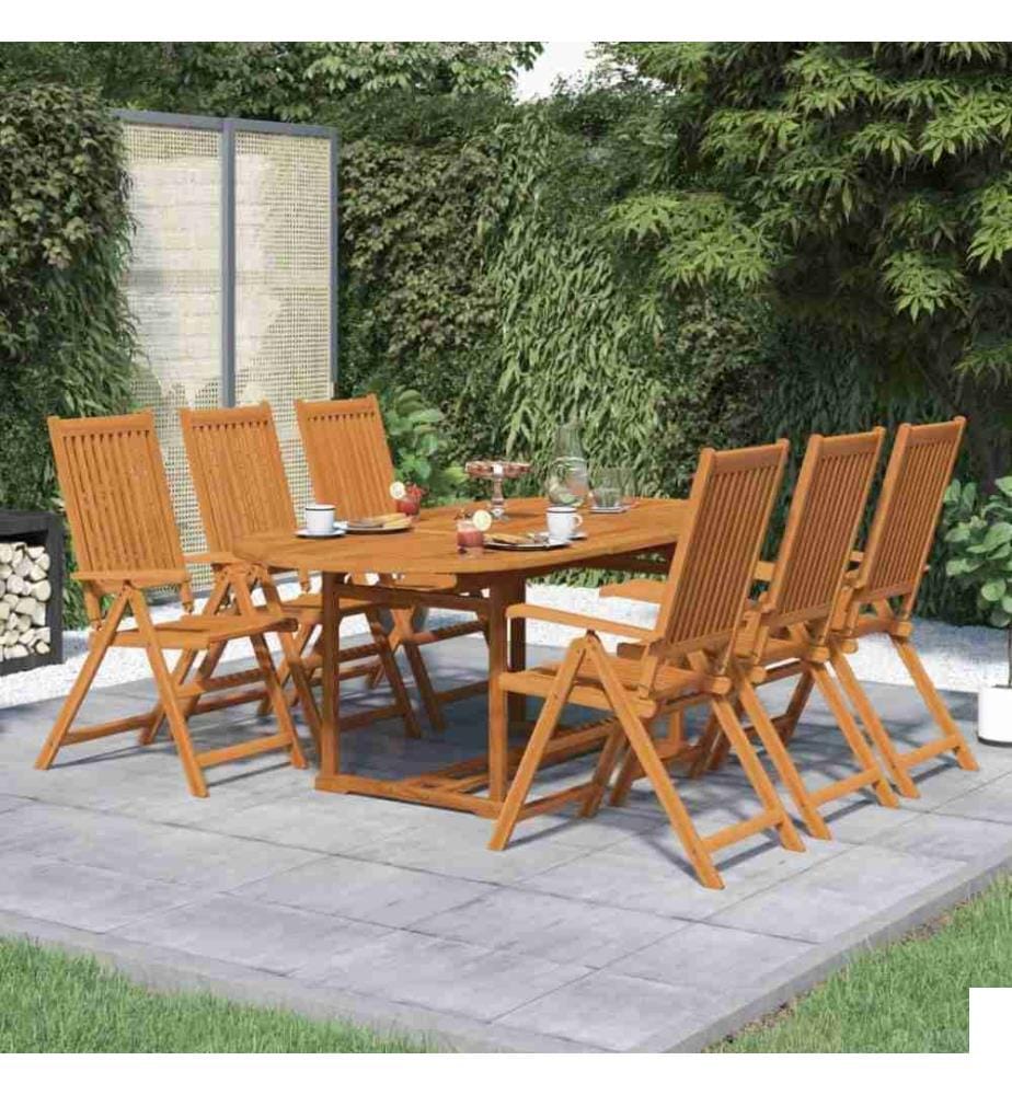 Mobilier à dîner d'extérieur 7 pcs en Bois d'acacia solide