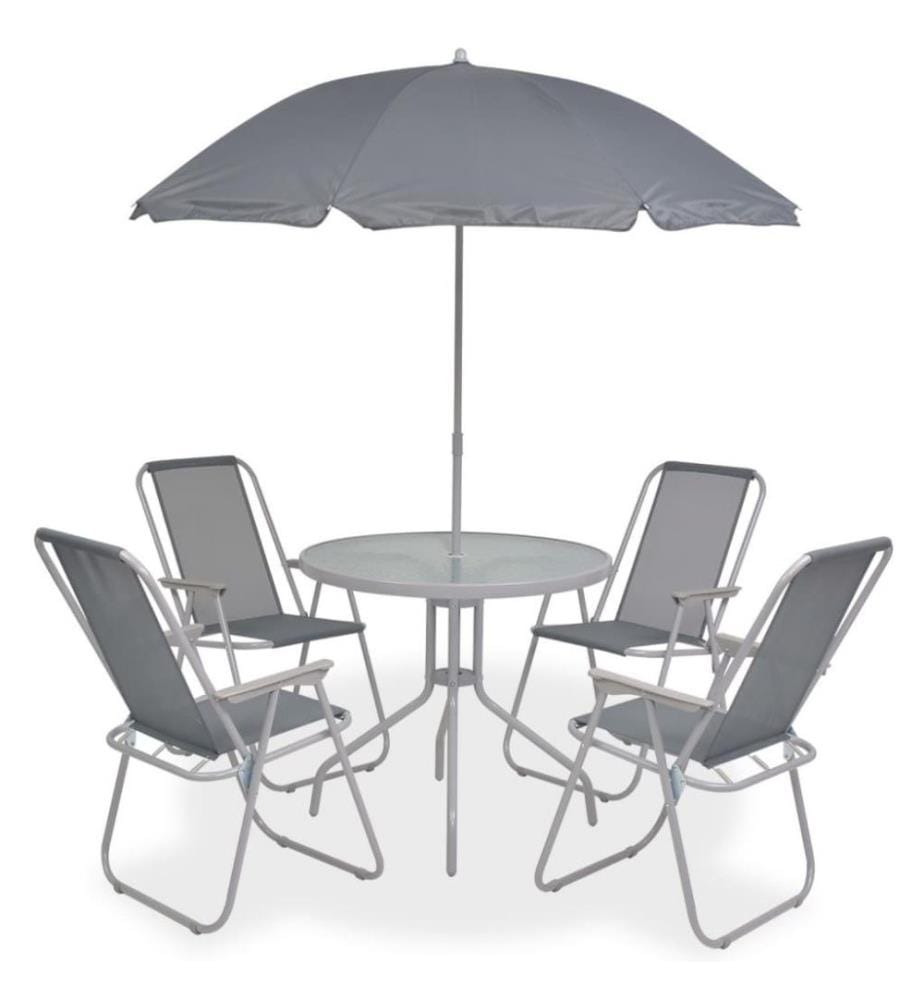 Mobilier à dîner d'extérieur 6 pcs Acier et textilène Gris