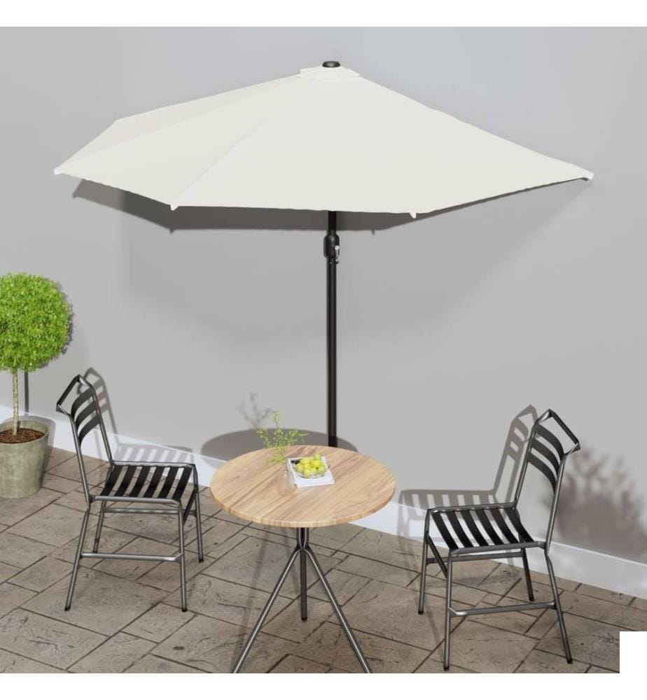 Parasol de balcon avec mât en aluminium Sable 270x144 cm Demi