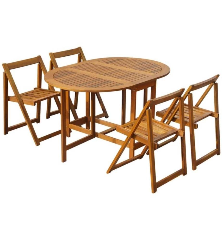 Mobilier à dîner d'extérieur pliable 5 pcs Bois d'acacia solide