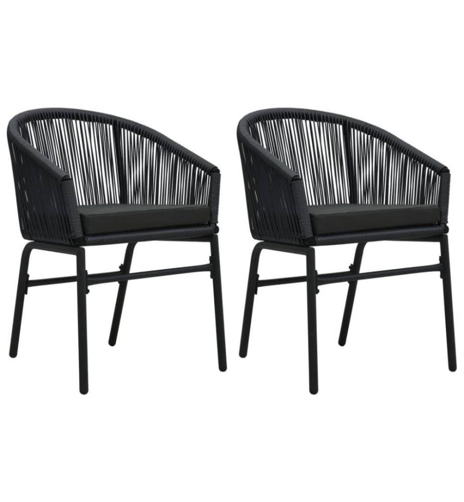 Chaises de jardin 2 pcs Noir Rotin PE