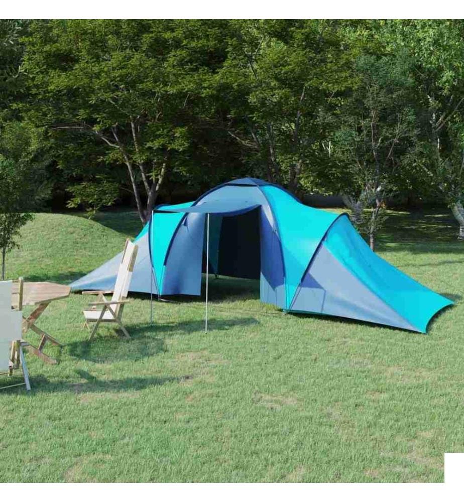 Tente de camping pour 6 personnes bleu et bleu clair