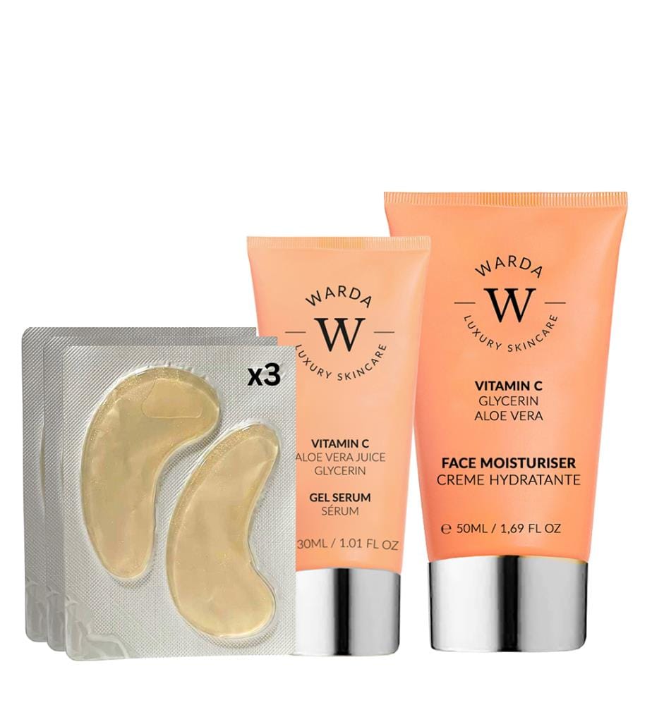 Crème Hydratante Éclat Vitamine C 50ml + Sérum Gel Éclat Vitamine C 30ml + Patchs Hydrogel Illuminants Contour des Yeux x 3