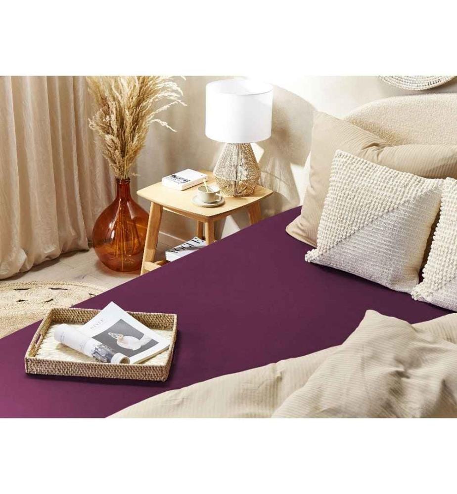 Drap-Housse en Coton Rouge Bordeaux 140 x 200 cm Bordure Élastique Style Classique pour Chambre à Coucher Tendance Moderne