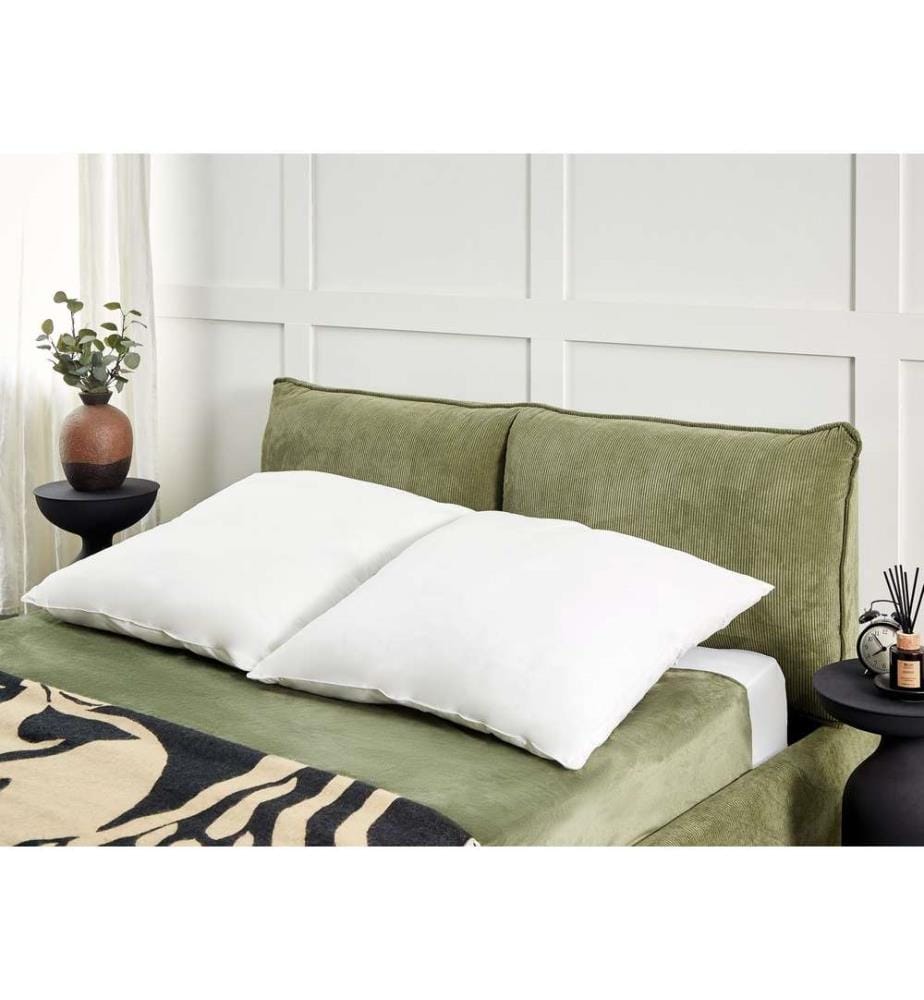 Deux Oreillers de Lit Blanc en Lyocell Japara Rectangulaire 80 x 80 cm Profil Bas Rembourrage en Polyester pour Chambre à Coucher