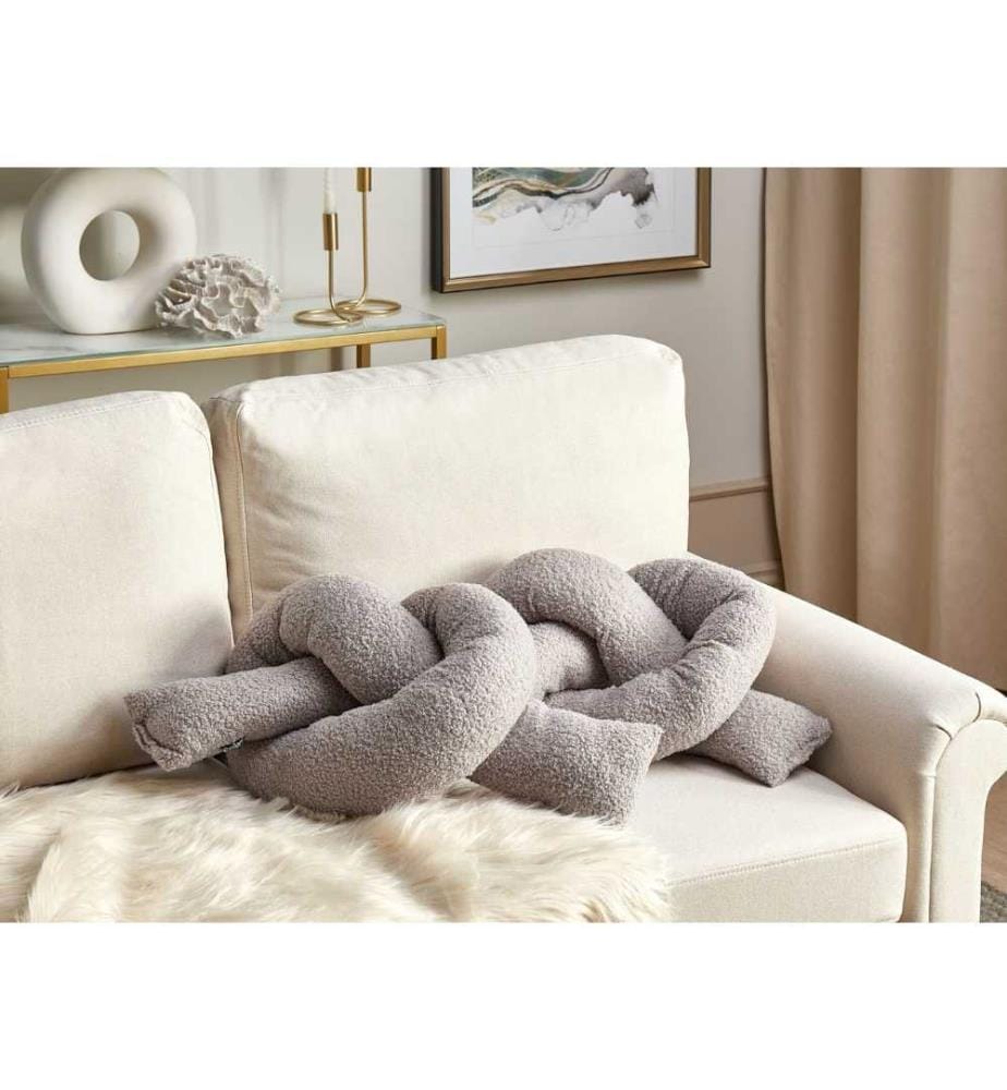 Lot de 2 coussins modernes en tissu pelucheux gris 172 x 14 cm accessoires de décoration de canapé