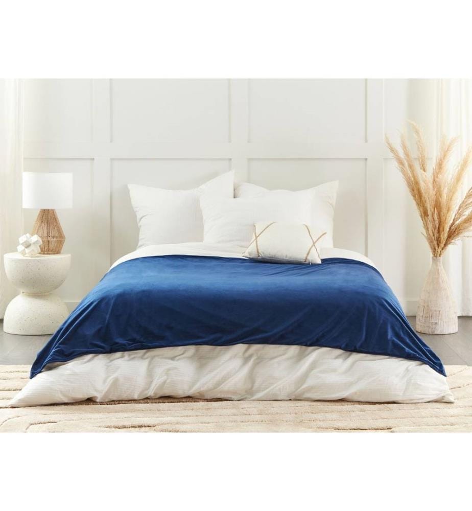 Housse de couette lestée Bleu marine Tissu polyester 135 x 200 cm Motif uni Design moderne Textile de chambre à coucher