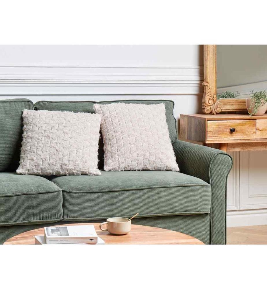 Lot de 2 coussins décoratifs Beige Motif tricoté 45 x 45 cm Carré Moderne pour salon Chambre Canapé Fauteuil Lit