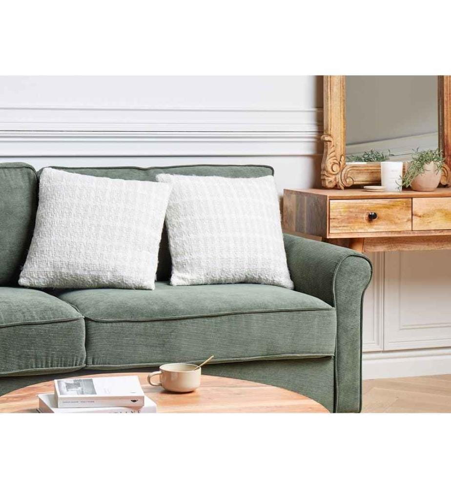 Lot de 2 coussins décoratifs beige clair / blanc à carreaux 45 x 45 cm Carré Moderne pour salon chambre à coucher canapé fauteuil lit