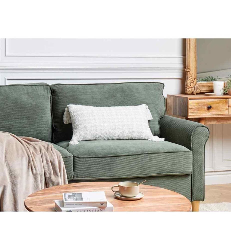 Coussin décoratif Beige clair / Blanc Motif à carreaux 30 x 60 cm avec glands Rectangulaire Moderne pour salon Chambre à coucher Canapé Fauteuil Lit