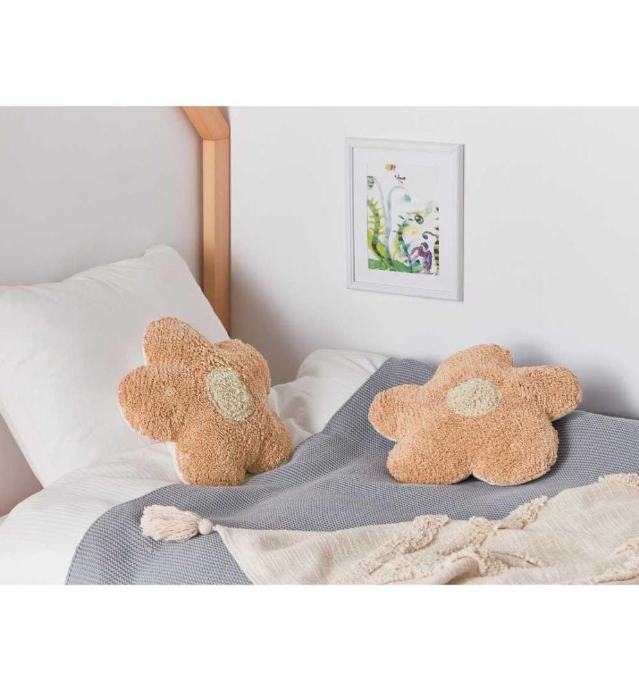 Set de 2 coussins décoratifs en coton rose pêche en forme de fleur 30 x 30 cm pour la chambre d'enfant Accessoires pour la maison Décoration pour enfants
