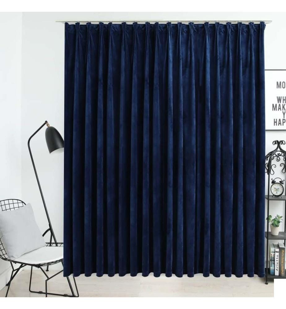 Rideau occultant avec crochets Velours Bleu foncé 290x245 cm