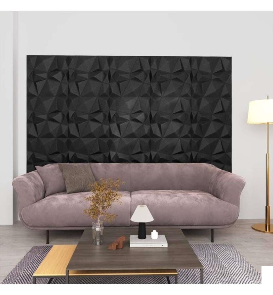Panneaux muraux 3D 24 pcs 50x50 cm Noir diamant 6 m²