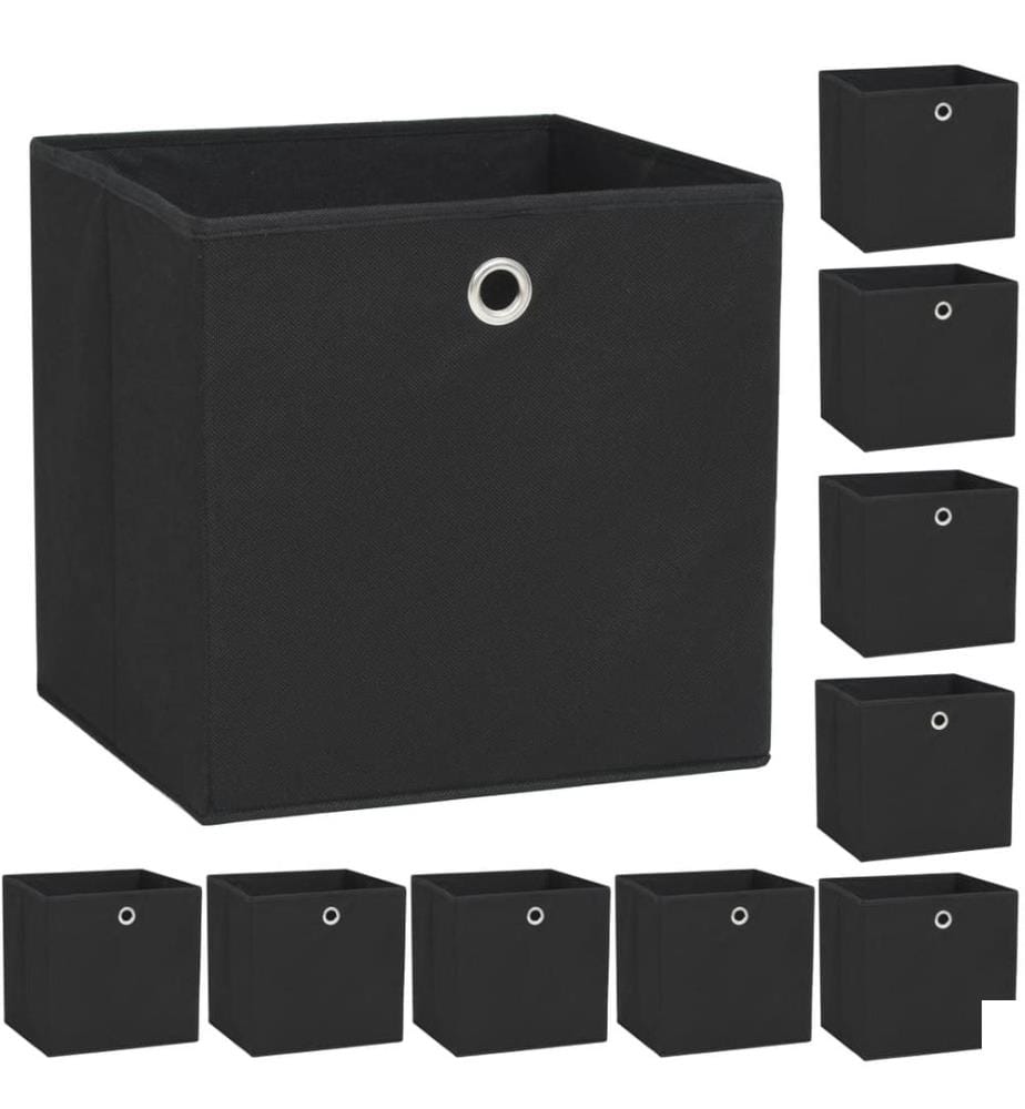 Boîte de rangement 10 pcs Tissu non-tissé 32x32x32 cm Noir