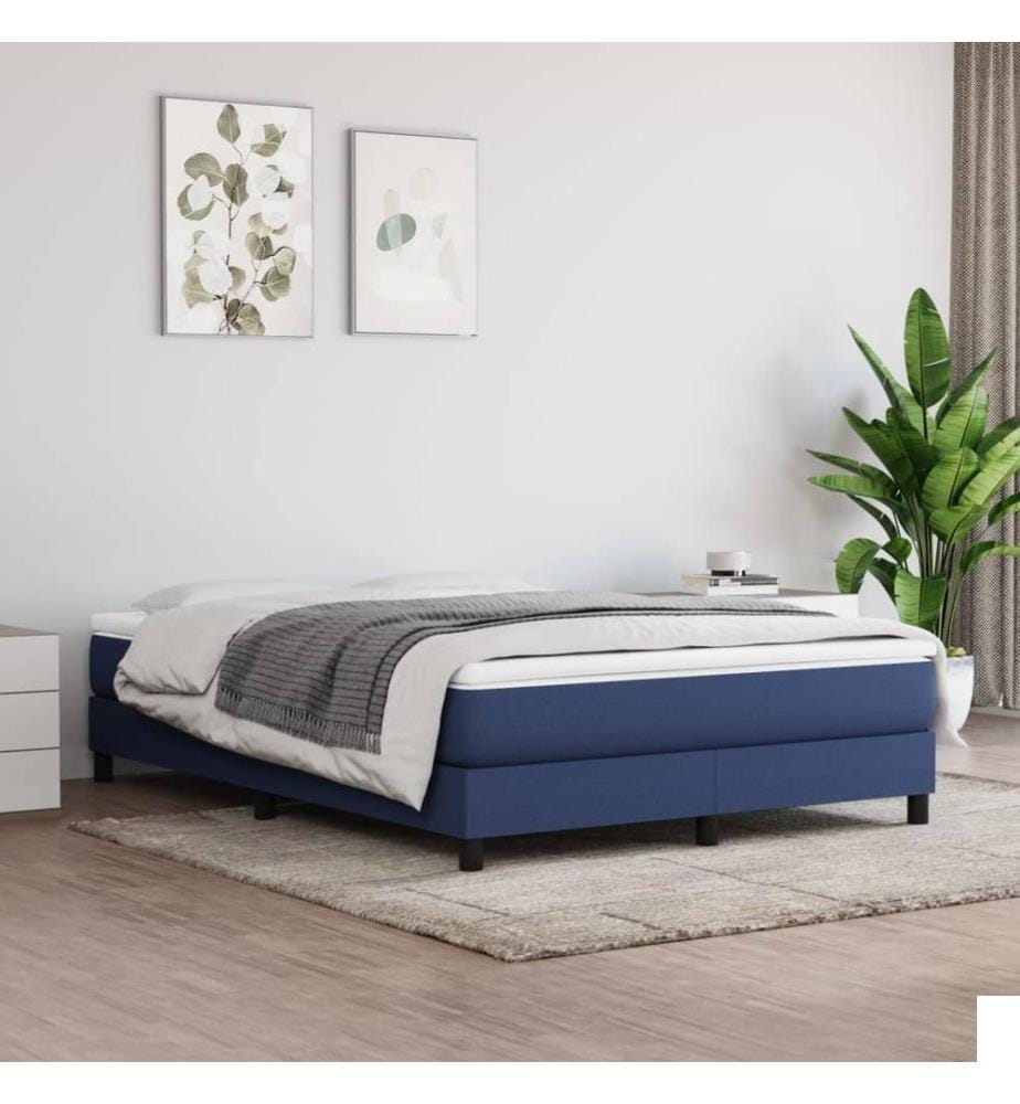 Cadre de lit sans matelas bleu 140x200 cm tissu