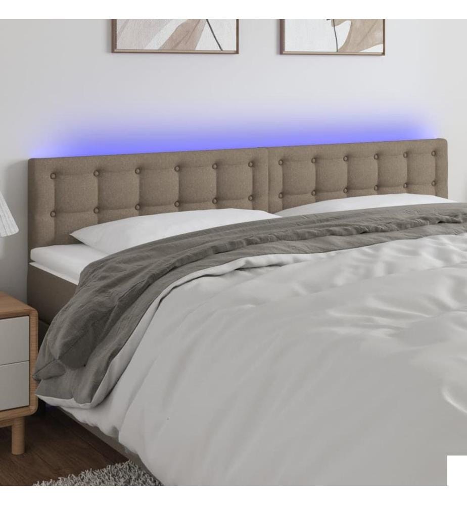 Tête de lit à LED Taupe 180x5x78/88 cm Tissu