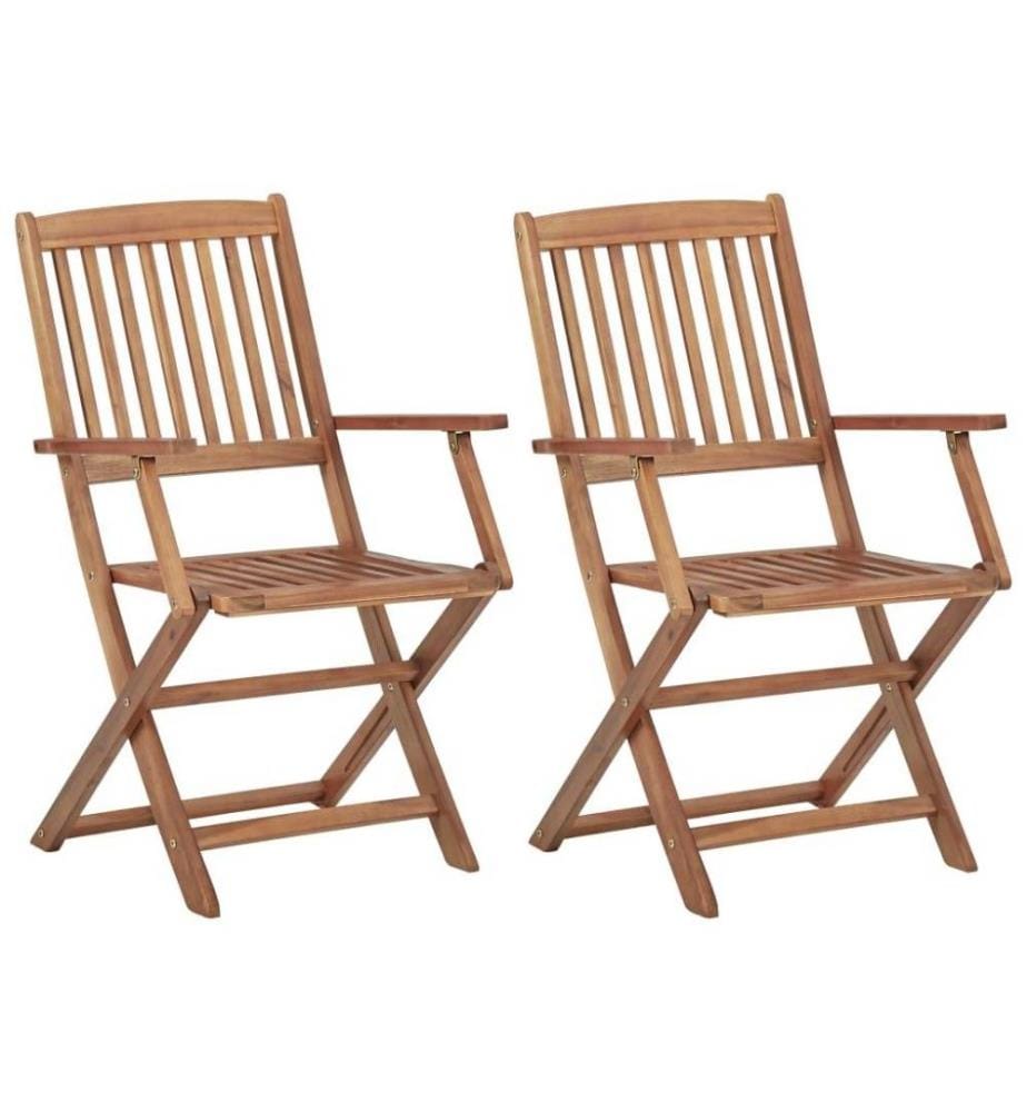 Chaises pliables d'extérieur 2 pcs Bois d'acacia solide