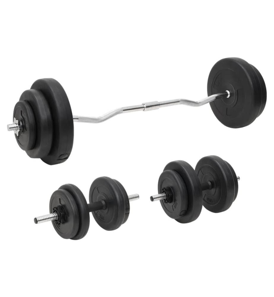Ensemble d'haltères et de barres avec plaques 60 kg