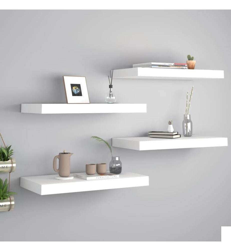 Étagères murales flottantes 4 pcs Blanc 50x23x3,8 cm MDF