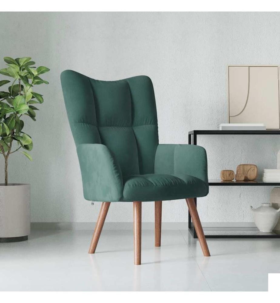 Chaise de relaxation Vert foncé Velours