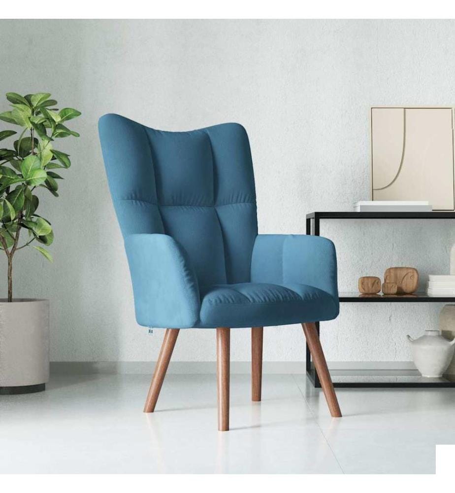 Chaise de relaxation Bleu Velours