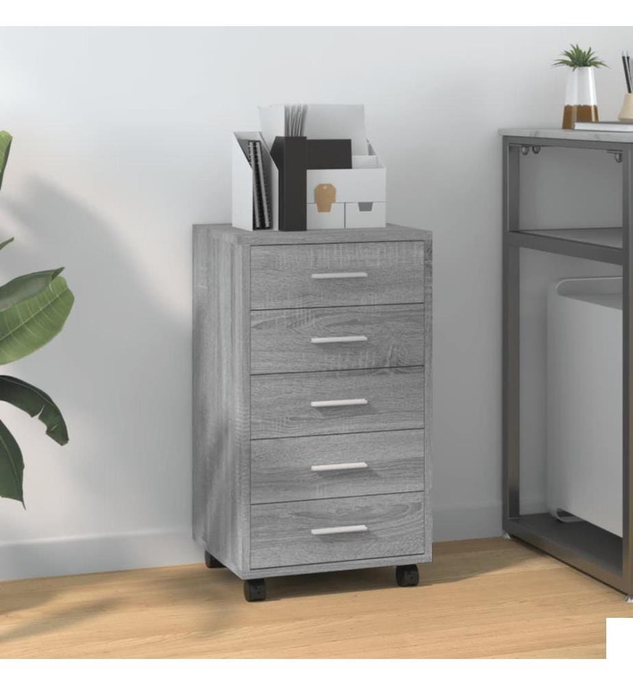 Armoire à tiroirs avec roulettes Sonoma gris Bois d'ingénierie