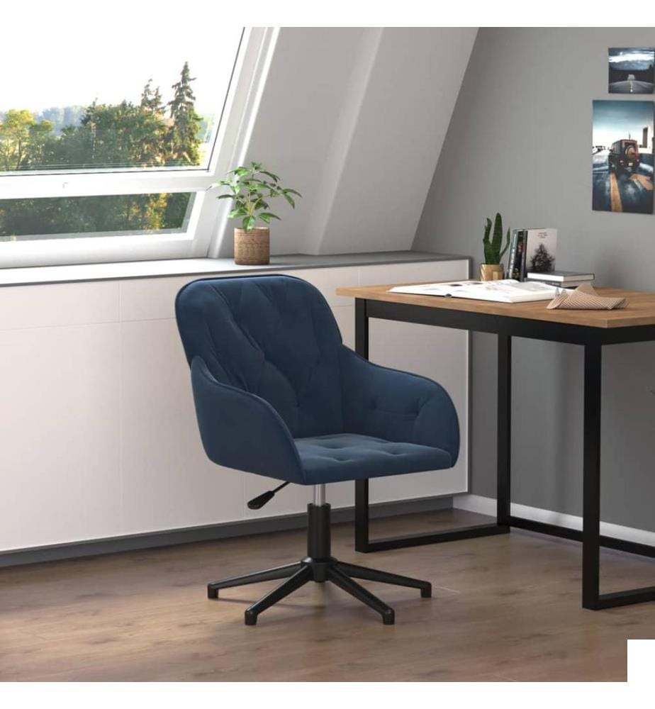 Chaise pivotante de bureau Bleu Velours