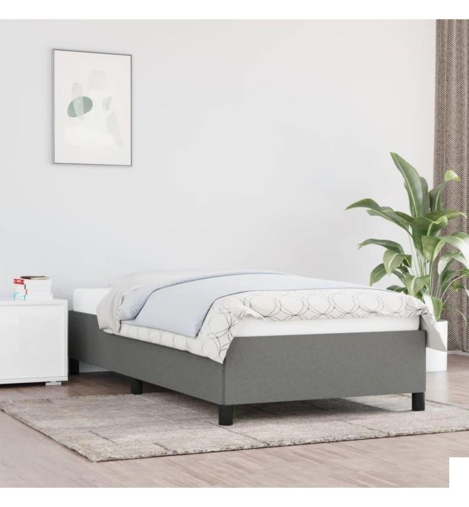 Cadre de lit Gris foncé 90x190 cm Tissu
