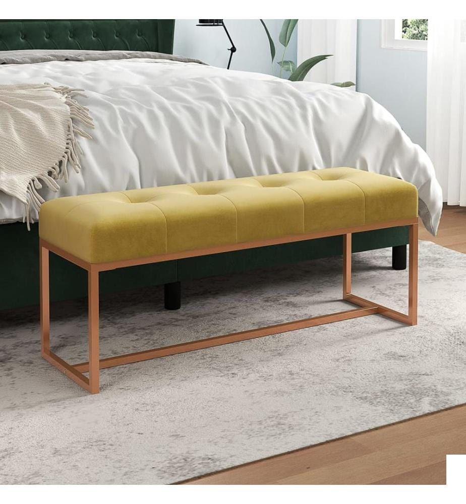 Banc Jaune moutarde 110x36x45 cm Velours
