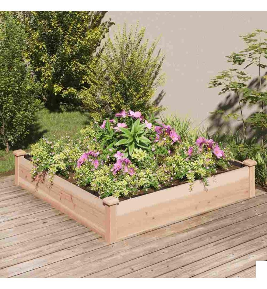 Lit surélevé de jardin doublure 120x120x25 cm bois massif sapin
