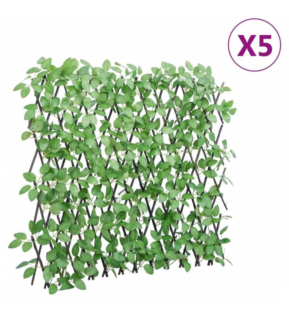 Treillis de lierre artificiel extensible 5 pcs vert 180x65 cm