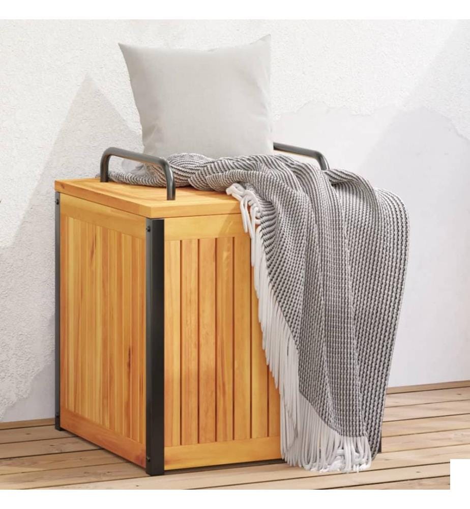 Boîte à coussins d'extérieur bois d'acacia solide et acier