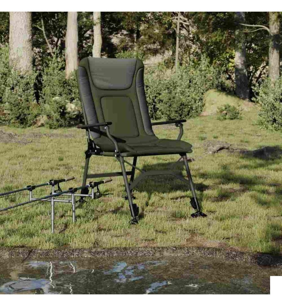 Chaise de pêche avec accoudoir pliable vert