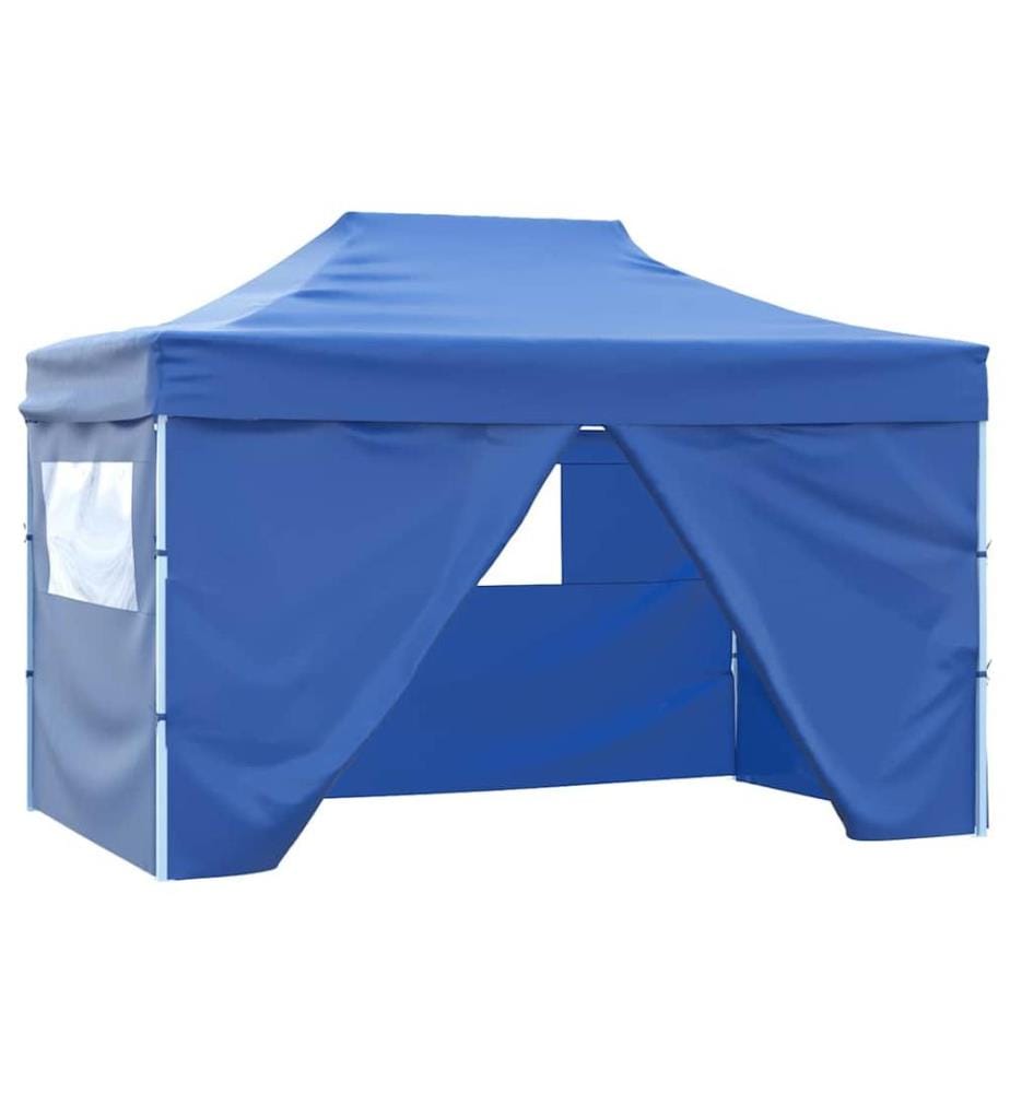 Tente pliable avec 4 parois latérales 3 x 4,5 m Bleu