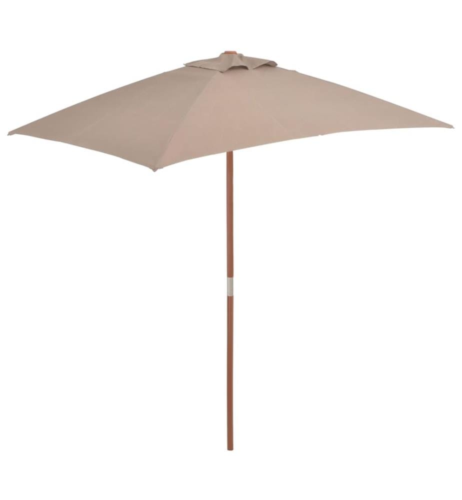 Parasol avec mât en bois 150 x 200 cm Taupe