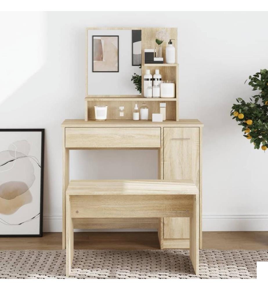 Coiffeuse avec miroir chêne sonoma 86,5x35x136 cm