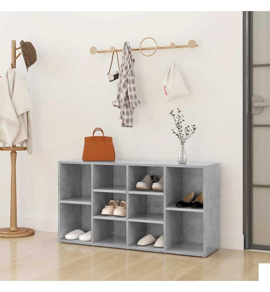 Banc à chaussures Gris béton 103x30x55 cm Bois dingénierie