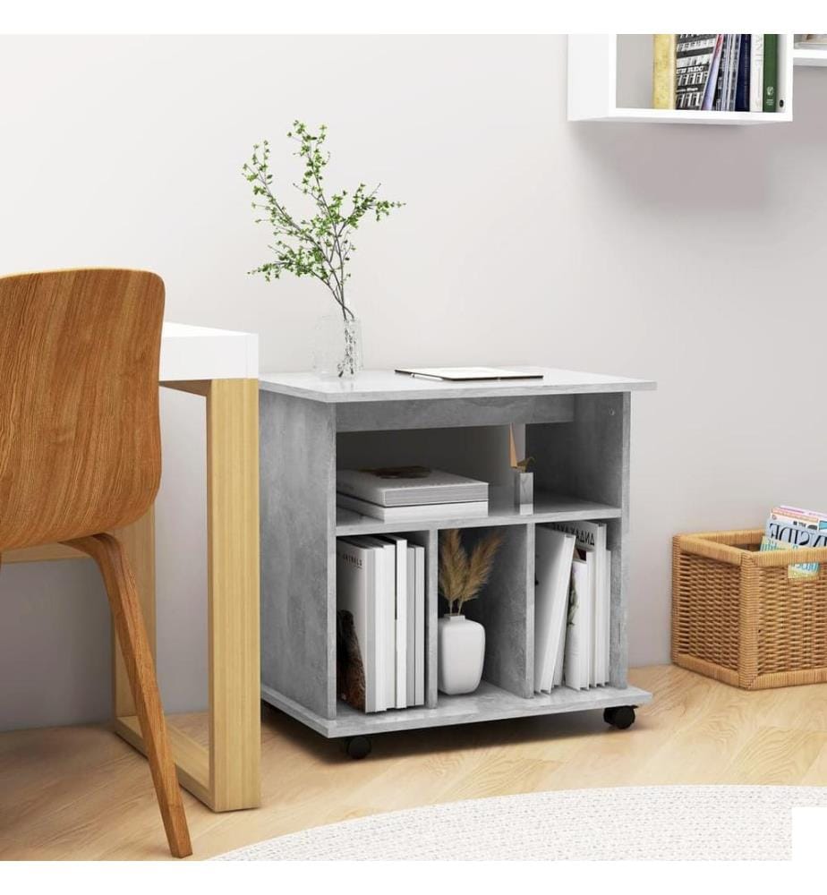 Armoire à roulettes Gris béton 60x45x60 cm Bois dingénierie