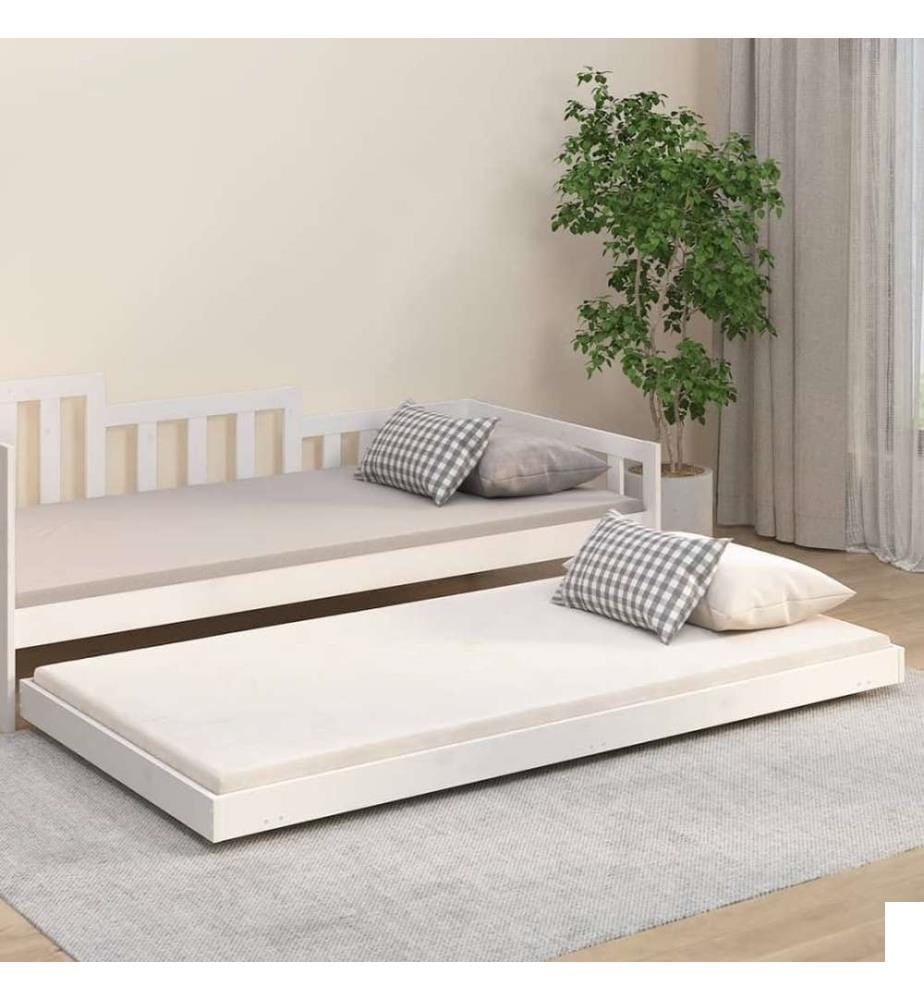 Cadre de lit blanc 100x200 cm bois de pin massif