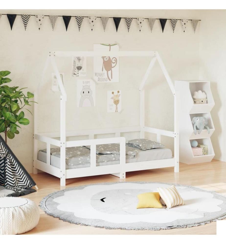 Cadre de lit pour enfant blanc 70x140 cm bois de pin massif